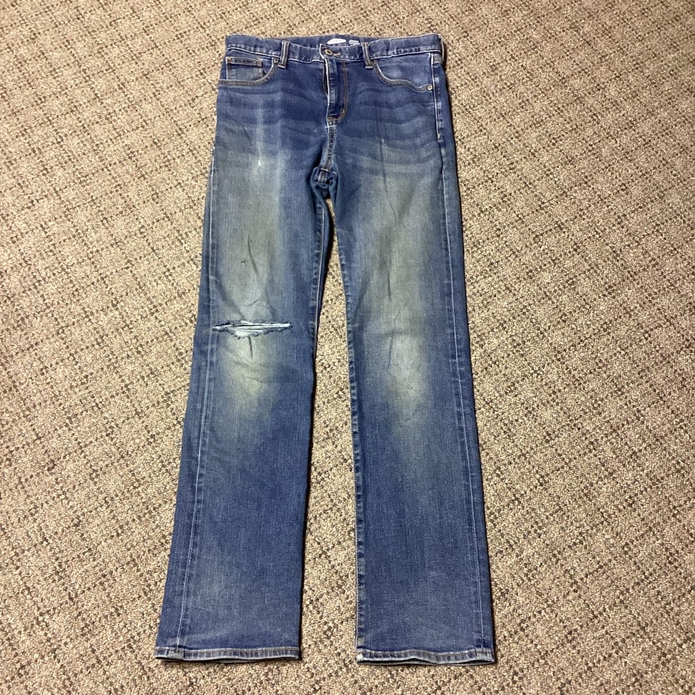 Old Navy Straight Adjustable Waist Denim Blue Jeans * Boys 18